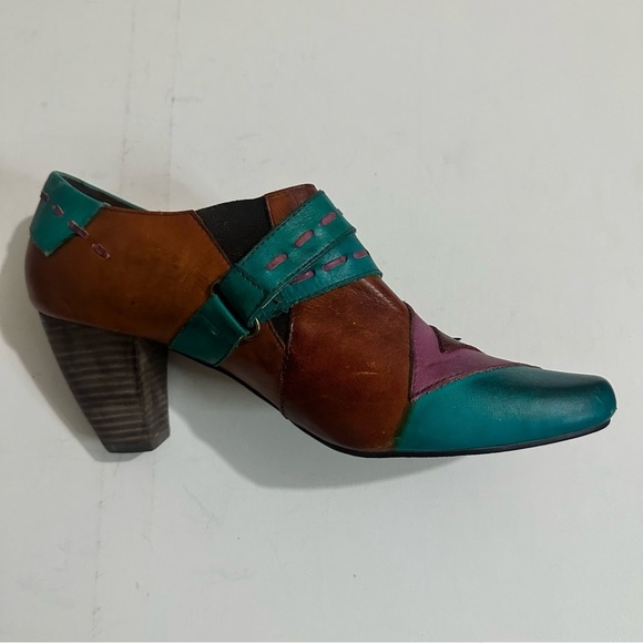 Elite by Corkys Multicolour Classic Leather Sawtooth Slip On Heels Booties Sz 11 - Picture 8 of 13